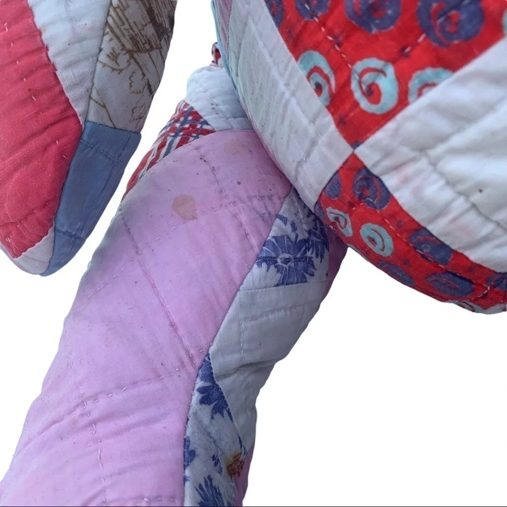 Vintage Handmade Quilt Patchwork Stuffed Bear